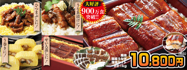 国産鰻　合計1kg　「鰻楽(まんらく)」うなぎ蒲焼セット　※クール便発送